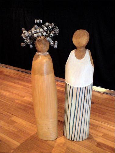 Bigudili KadınPijamalı Adam,2004,120x30x30cm(x2)